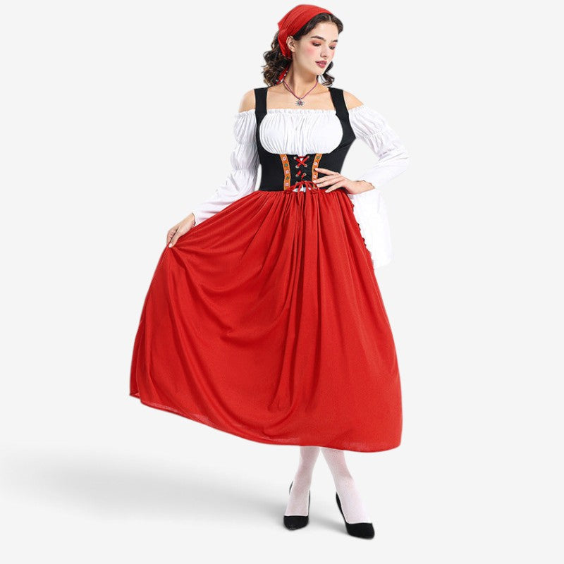 Bäuerinnenkleid im Renaissance-Stil für Damen mit schulterfreiem Mieder