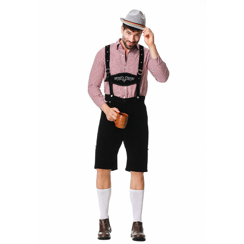 Pantalon traditionnel mi-long pour hommes avec bretelles réglables