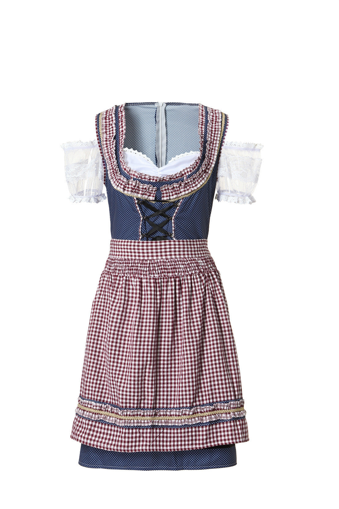 Traditionelles Kleid für Damen mit Spitzenärmeln und Korsettmieder
