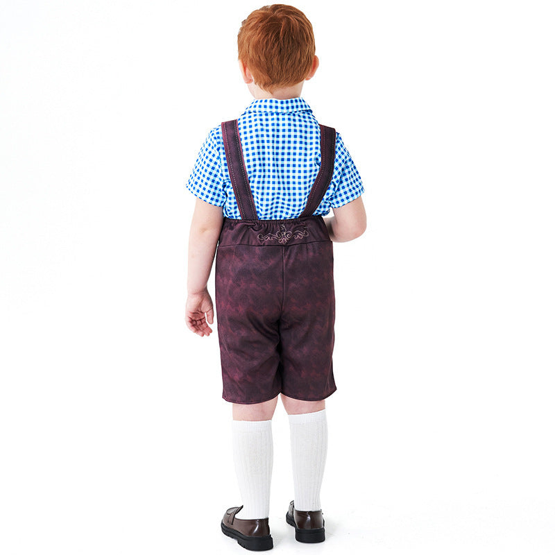 Traditional Lederhosen for Boys in Short Style with Embroidery