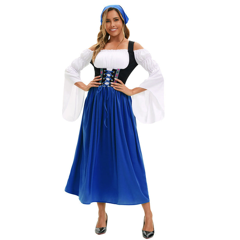 Bäuerinnenkleid im Renaissance-Stil für Damen mit Trompetenärmeln