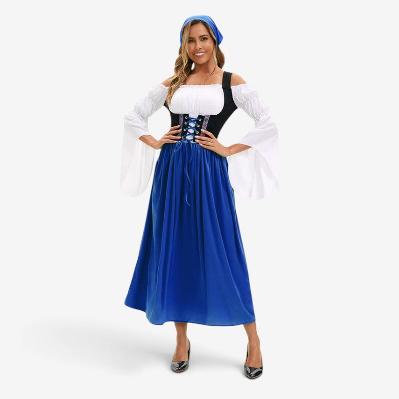 Bäuerinnenkleid im Renaissance-Stil für Damen mit Trompetenärmeln