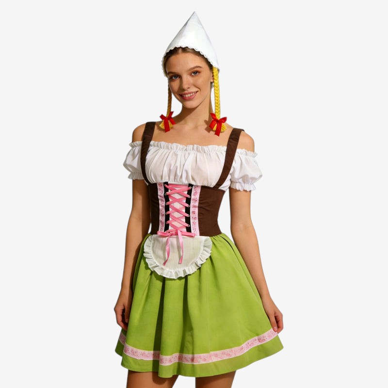 Dirndl Costume for Women with Lacing and Apron
