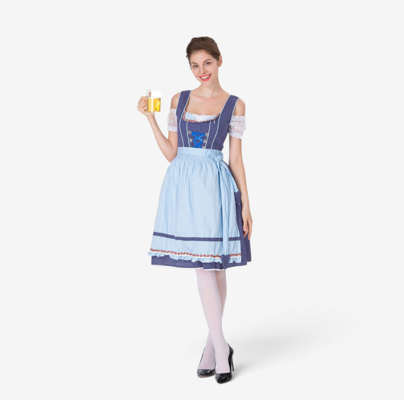 Robe dirndl pour femmes avec tablier et décolleté en cœur