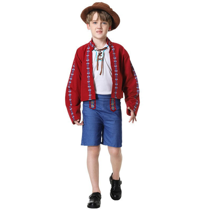 Tenue traditionnelle de style Trachten pour garçons avec chapeau