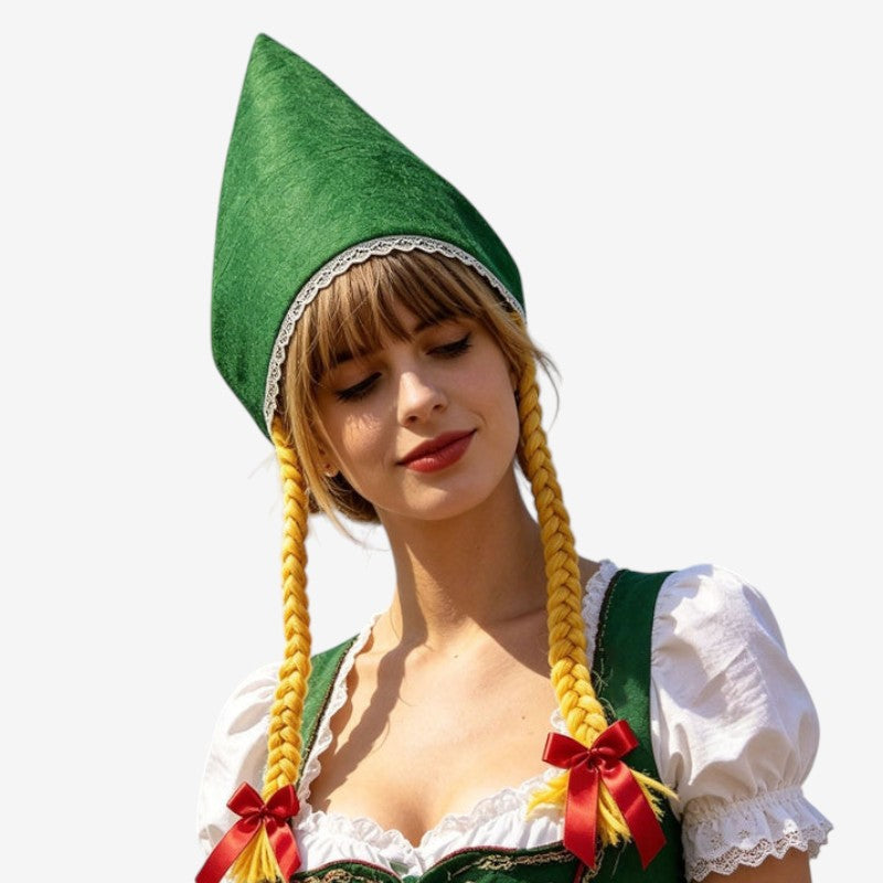 Traditionelle Damenmütze aus Baumwollvelours mit Spitzenrand