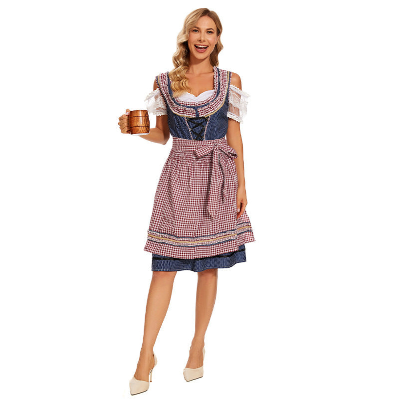 Traditionelles Kleid für Damen mit Spitzenärmeln und Korsettmieder