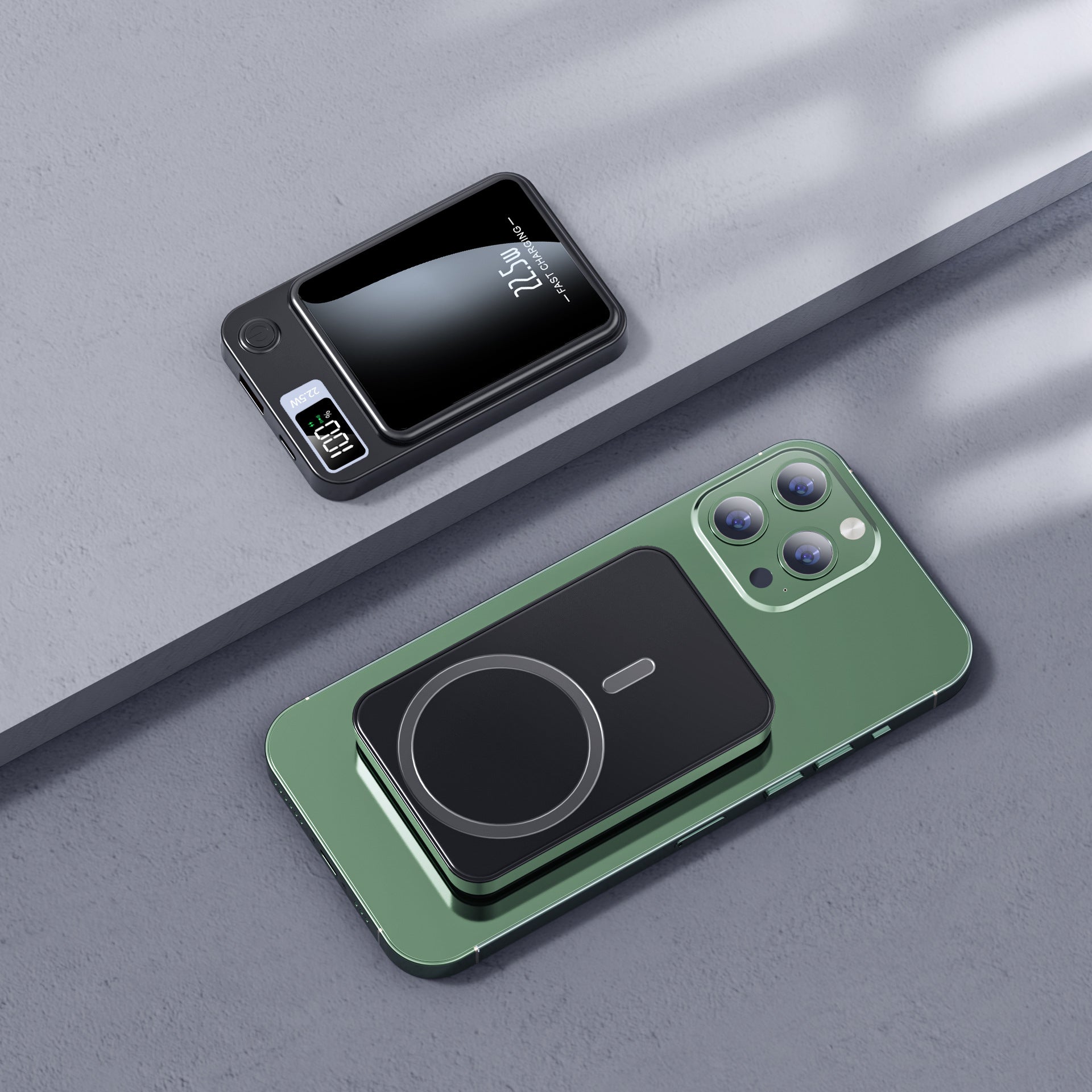 Magnetische draadloze powerbank - compacte draagbare batterij met ledindicator