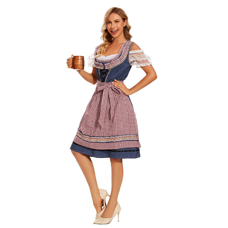 Traditionelles Kleid für Damen mit Spitzenärmeln und Korsettmieder