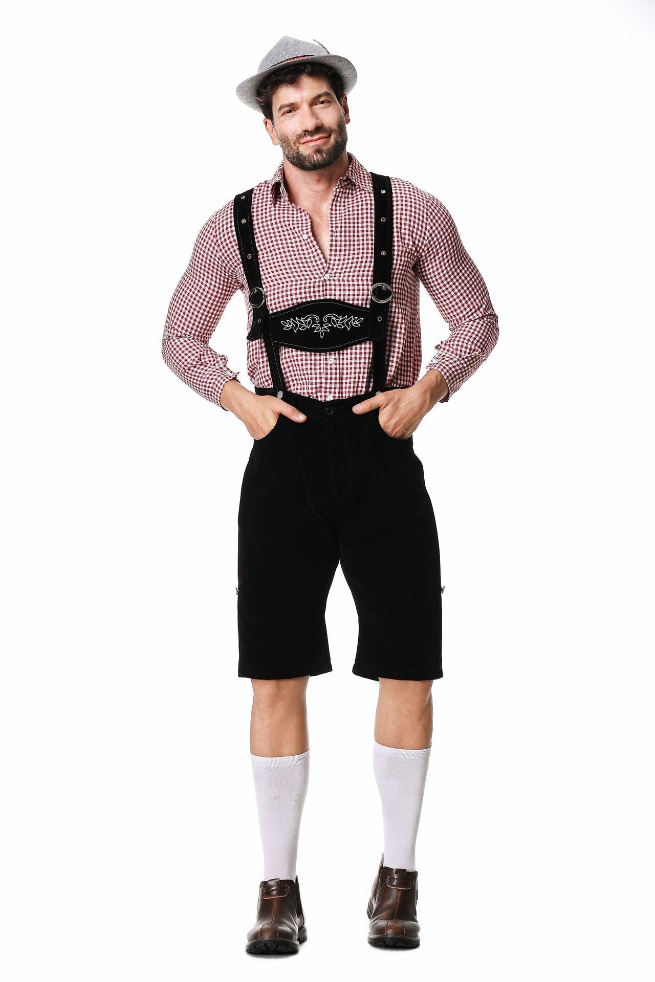Pantalon traditionnel mi-long pour hommes avec bretelles réglables