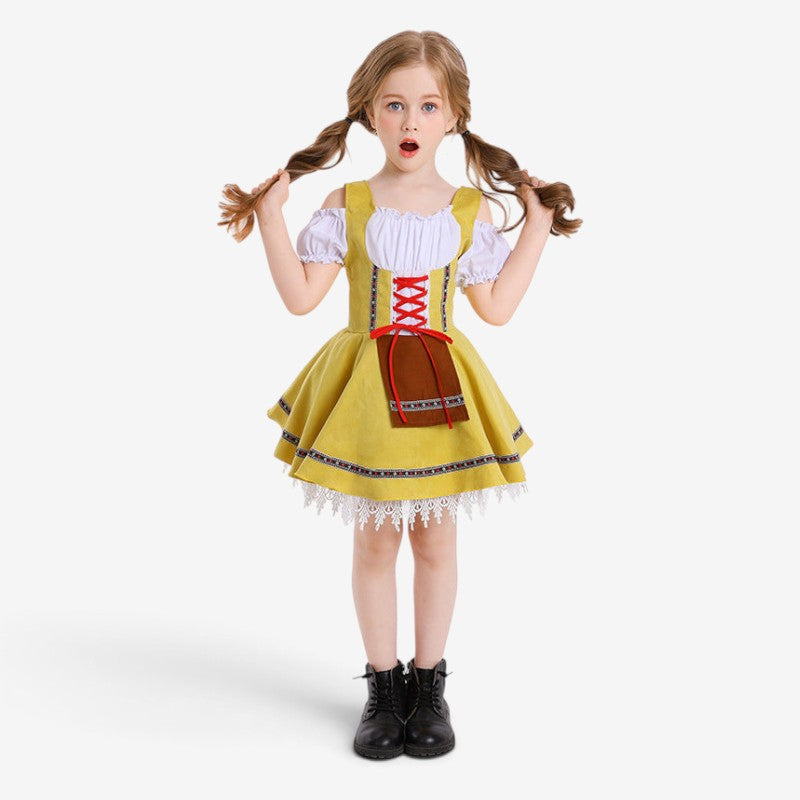 Traditionelles Kleid für Mädchen mit Korsettmieder und Spitzenunterrock