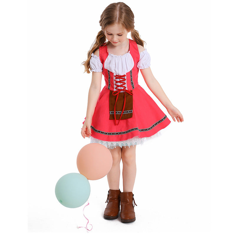 Traditionelles Kleid für Mädchen mit Korsettmieder und Spitzenunterrock