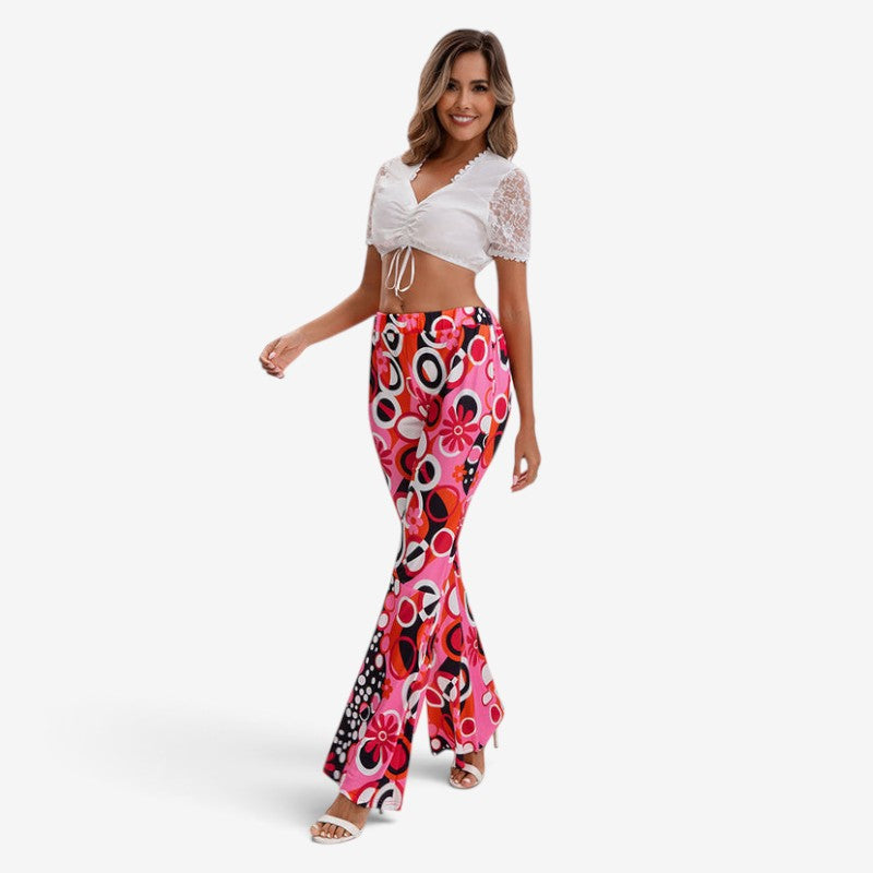 Retro-Hosenset mit ausgestellter Hose und Spitzentop für Damen