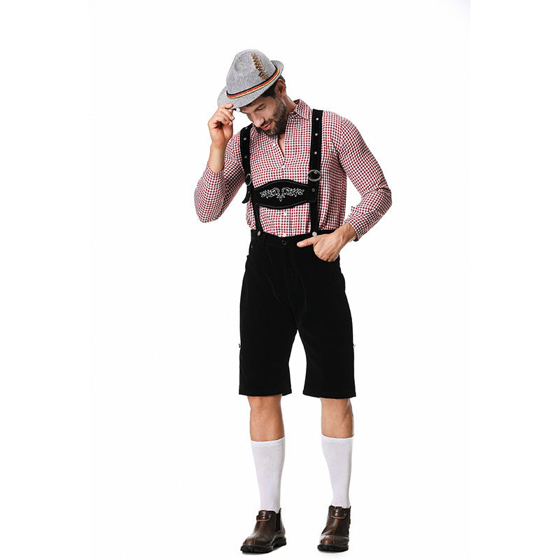 Pantalon traditionnel mi-long pour hommes avec bretelles réglables