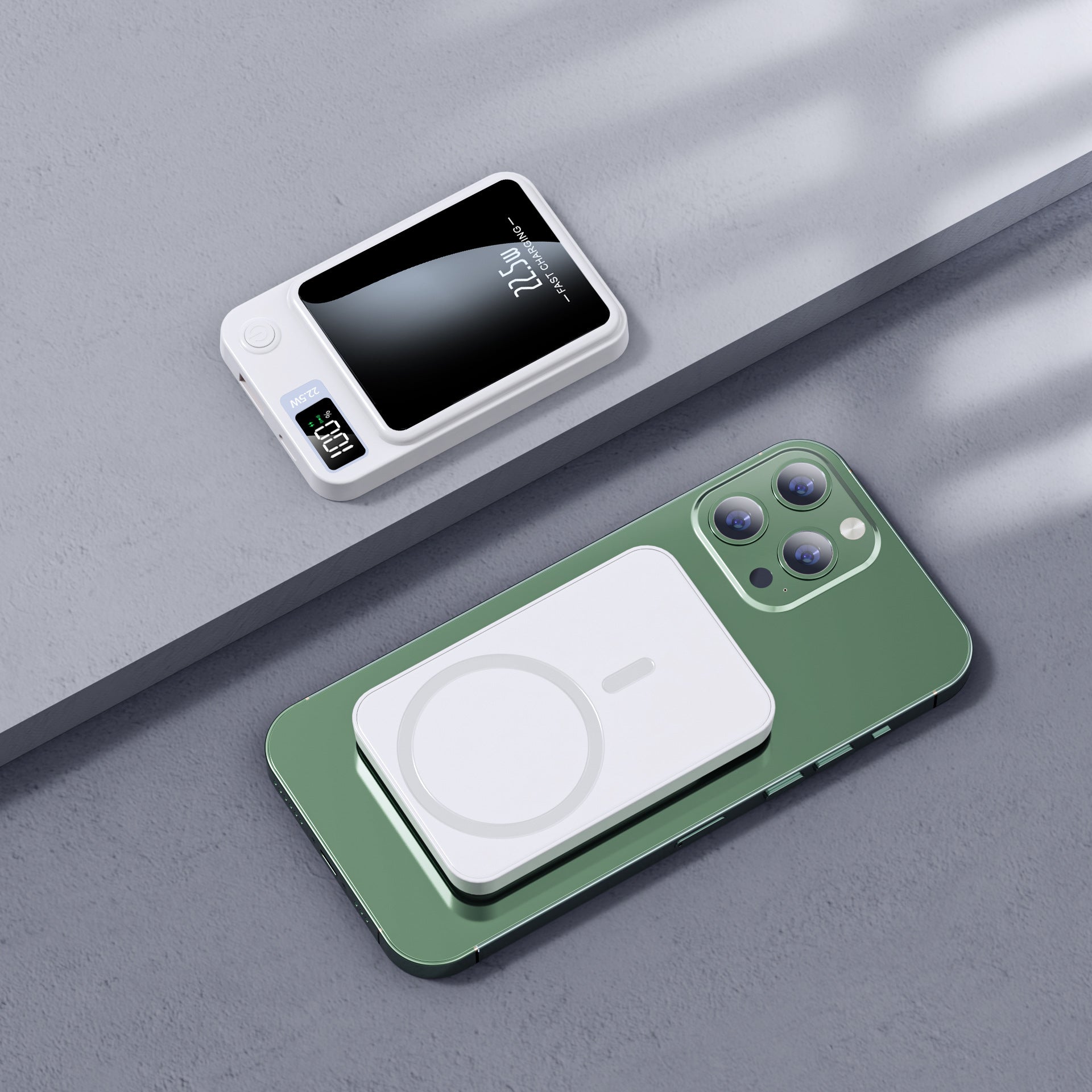 Magnetische draadloze powerbank - compacte draagbare batterij met ledindicator