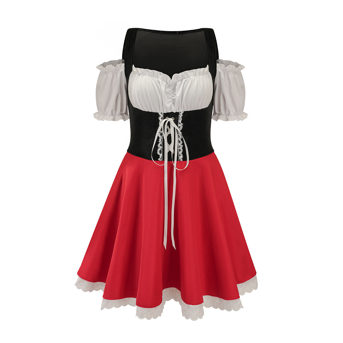 Traditionelles Kleid für Damen mit Puffärmeln und Schnürung