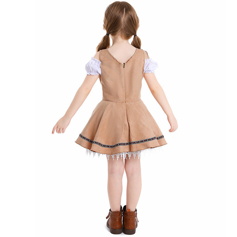 Traditionelles Kleid für Mädchen mit Korsettmieder und Spitzenunterrock