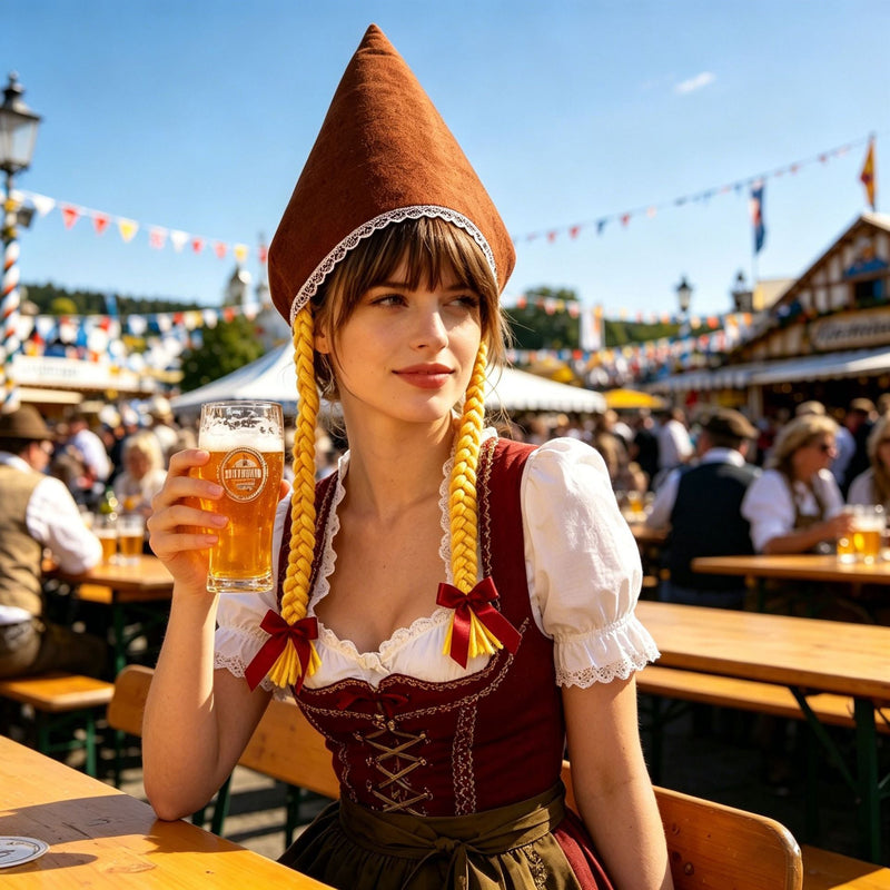 Traditionelle Damenmütze aus Baumwollvelours mit Spitzenrand