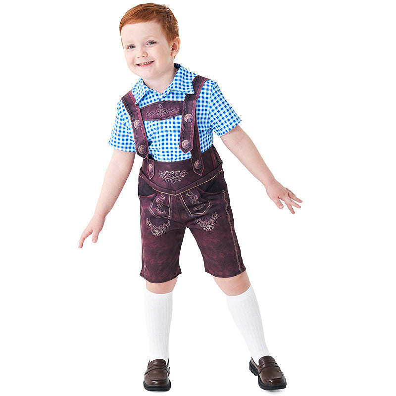Traditional Lederhosen for Boys in Short Style with Embroidery