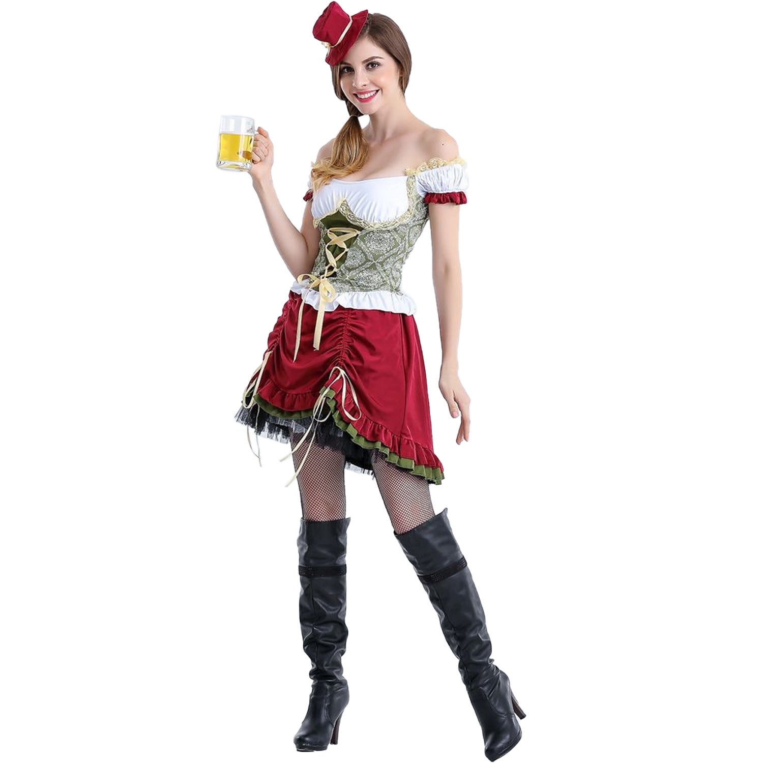 Oktoberfest-Kostüm für Damen mit Puffärmeln und Korsett
