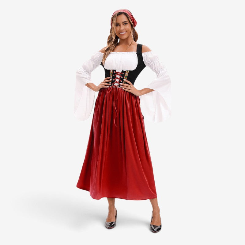 Bäuerinnenkleid im Renaissance-Stil für Damen mit Trompetenärmeln