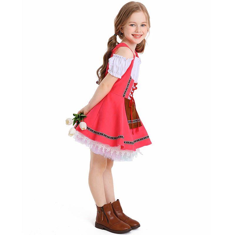 Traditionelles Kleid für Mädchen mit Korsettmieder und Spitzenunterrock