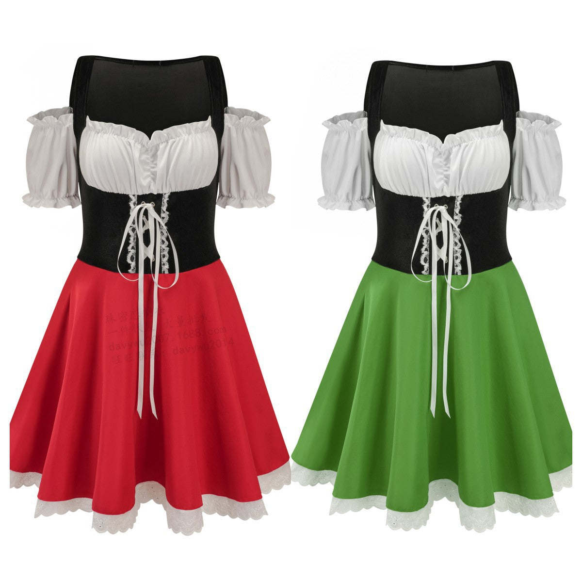 Traditionelles Kleid für Damen mit Puffärmeln und Schnürung