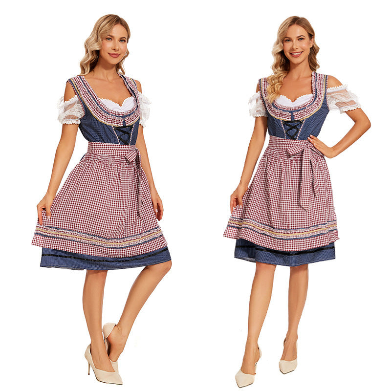 Traditionelles Kleid für Damen mit Spitzenärmeln und Korsettmieder