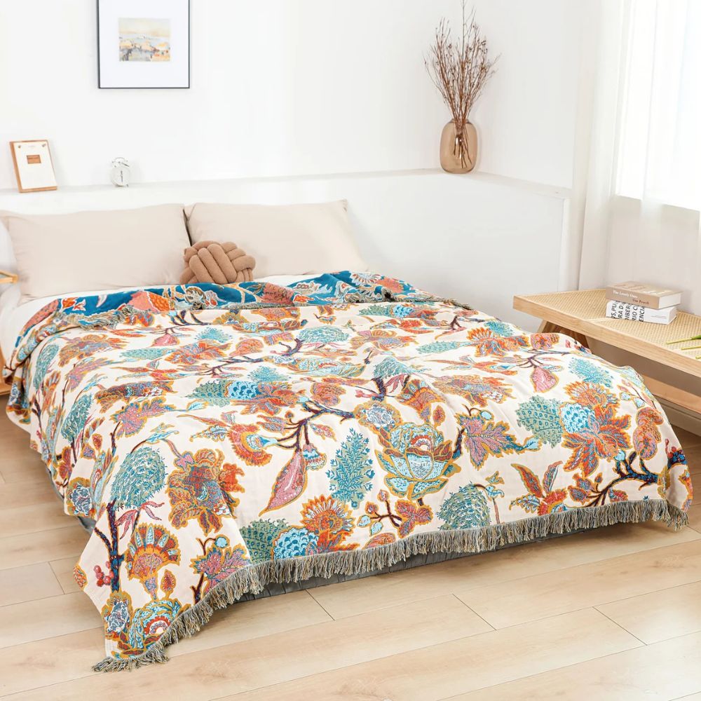 Plaid décoratif en coton pour jardin, usage extérieur et intérieur