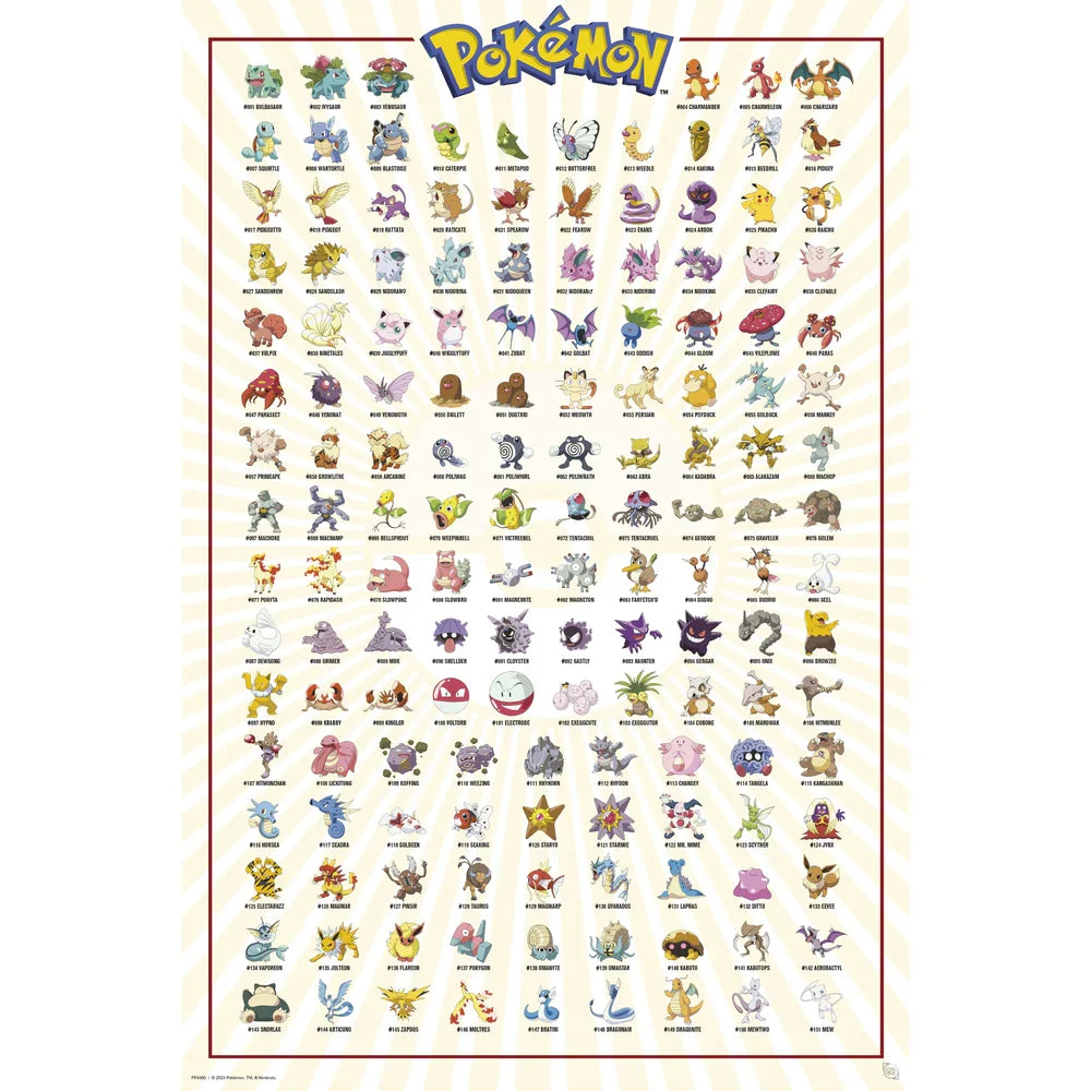Pokémon Kanto 151 Maxi-Wandposter - 61 x 91.5 cm