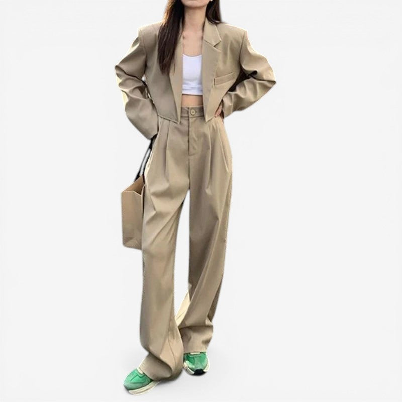 Ensemble blazer et pantalon deux pièces pour femme