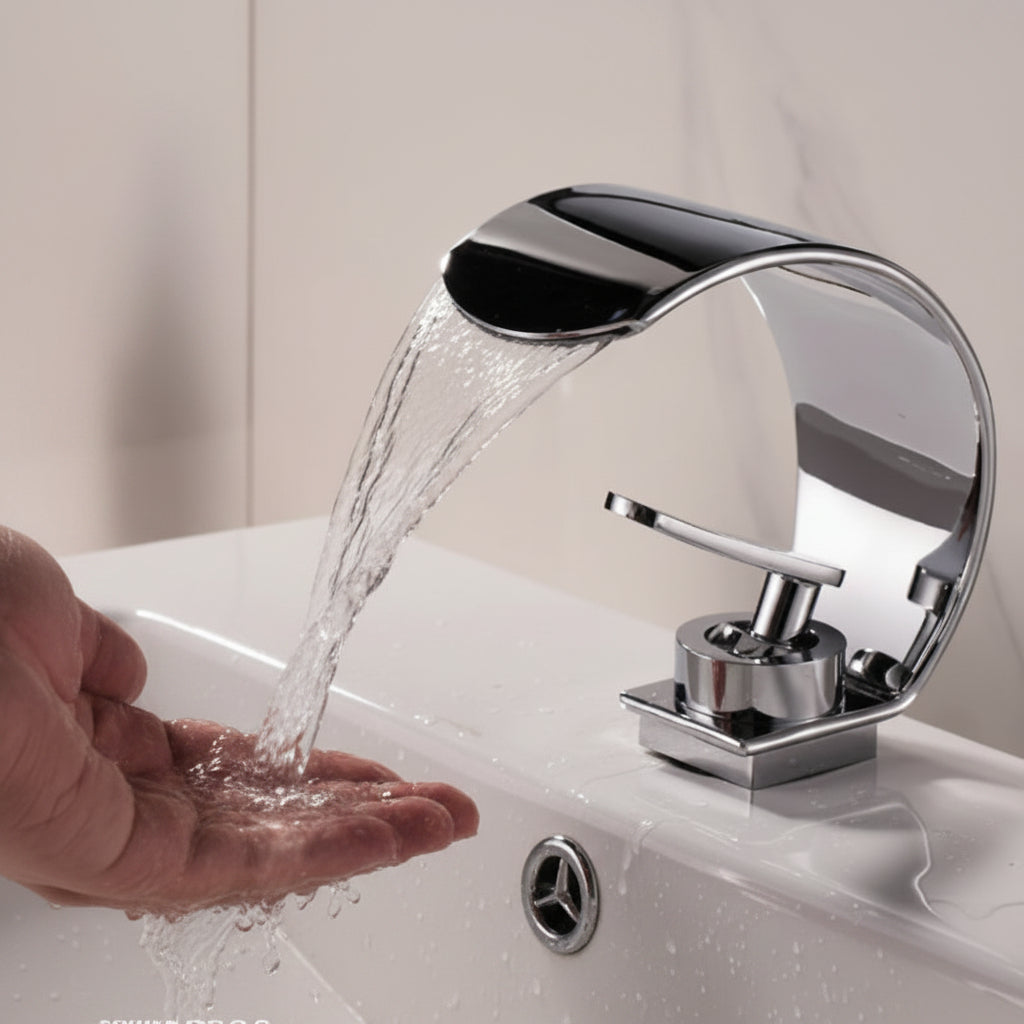 Mirror Waterfall Basin Faucet – ArcFlow Modern Bathroom Tap