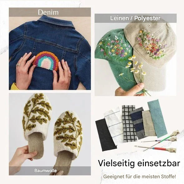 Farbcodiertes Sticknadel-Set mit Griff - 7-teiliges Bastelset