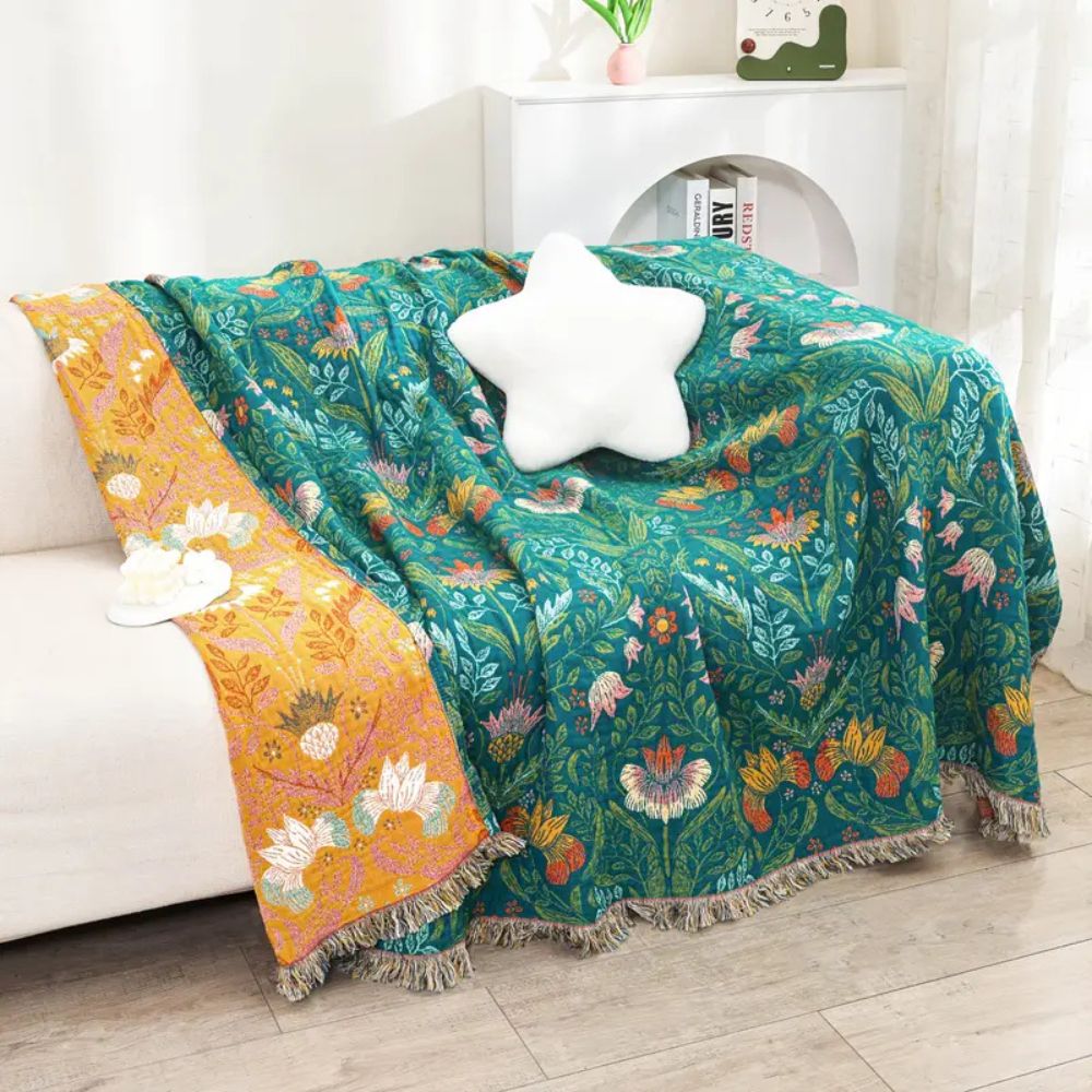 Plaid en coton Cozy Sunset Forest pour la décoration intérieure et le confort