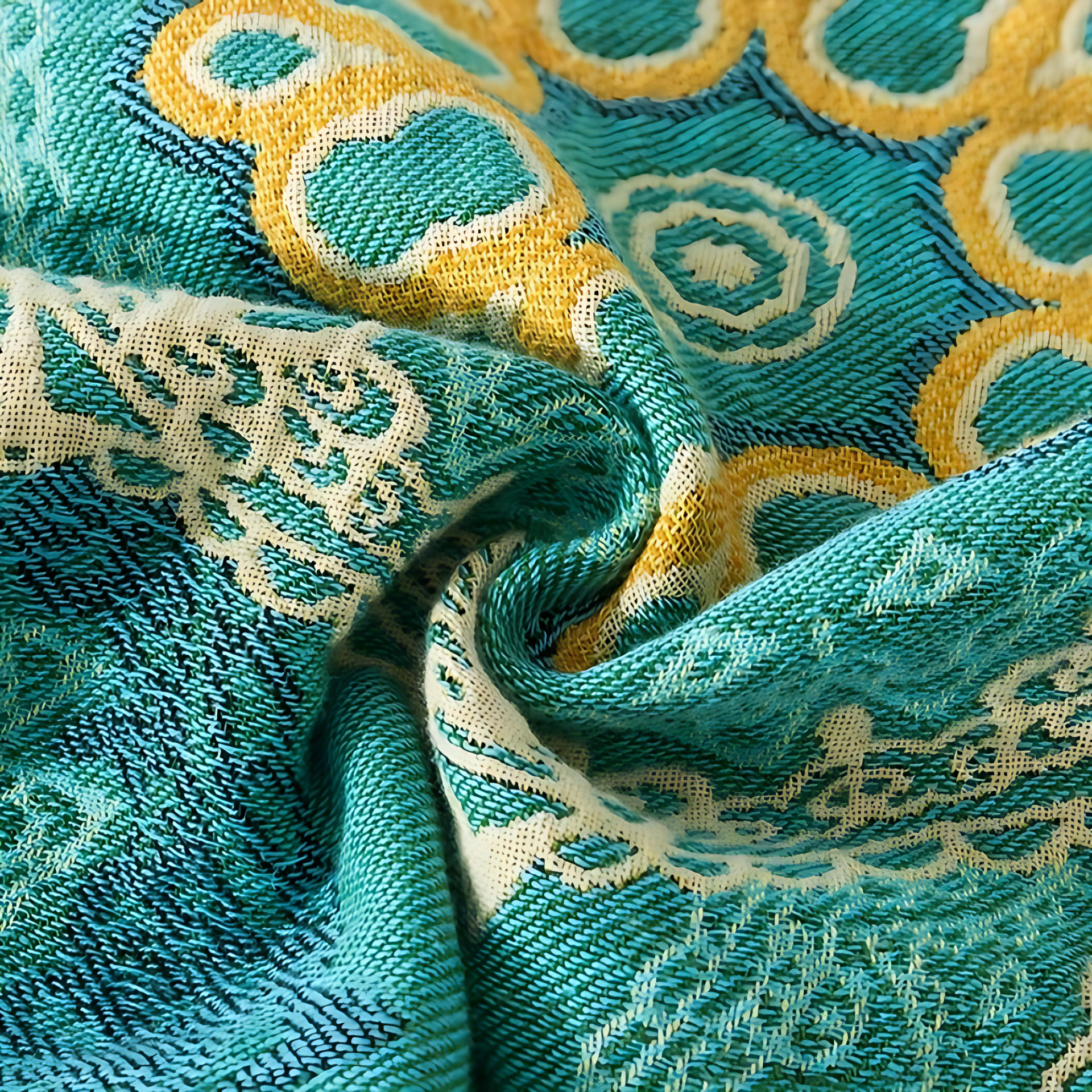 Plaid en coton mandala bleu sarcelle pour toutes saisons - Douillet et élégant