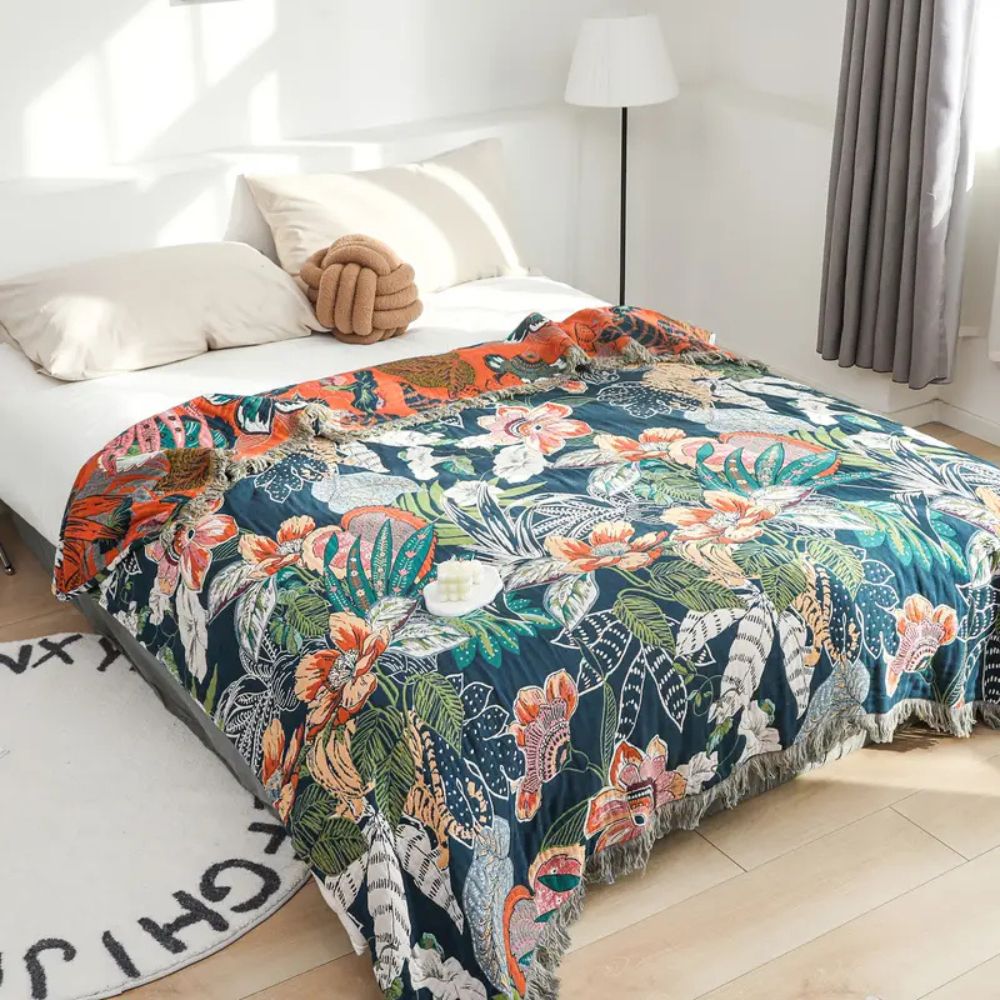 Couverture en coton tropical doux pour décoration intérieure confortable