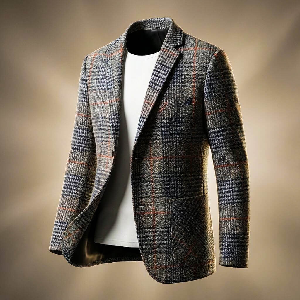 Blazer en laine à motif pied-de-poule pour hommes Valentio