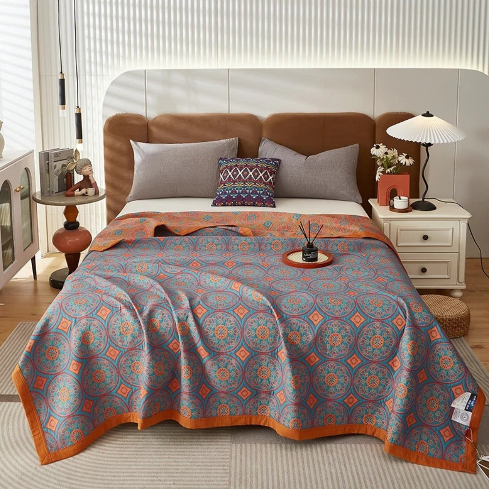 Couverture d'été en coton réversible pour une décoration intérieure douillette et un confort léger