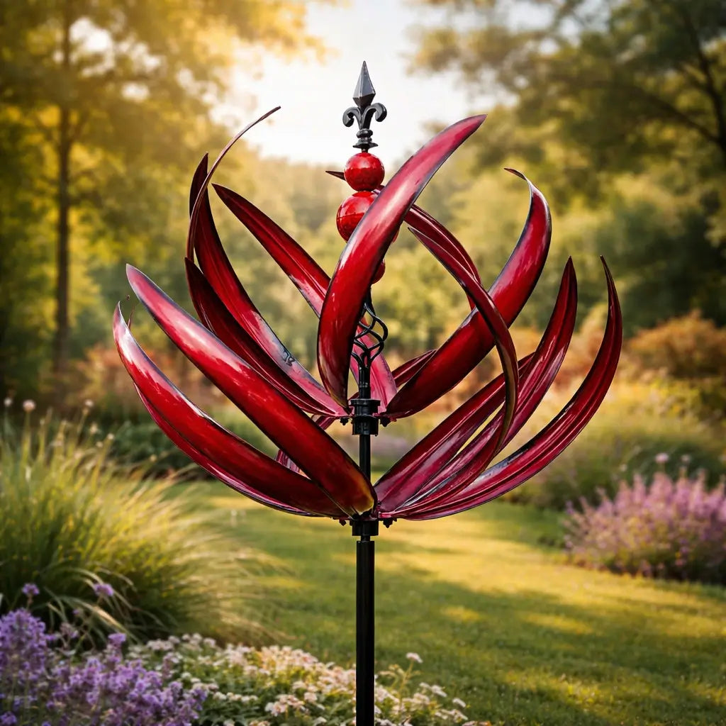 Metallener Lotus-Garten-Windspinner - rostbeständige Außendekoration für Garten und Hof