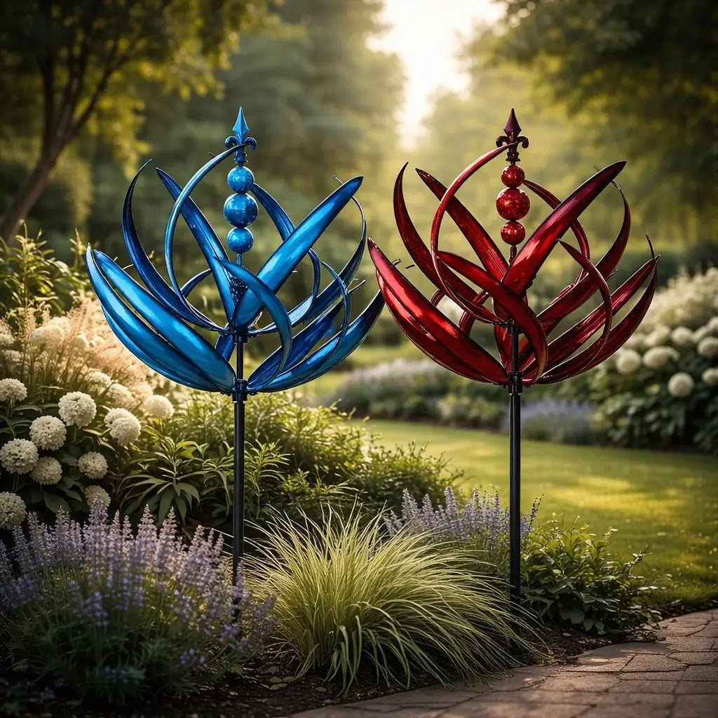 Metallener Lotus-Garten-Windspinner - rostbeständige Außendekoration für Garten und Hof