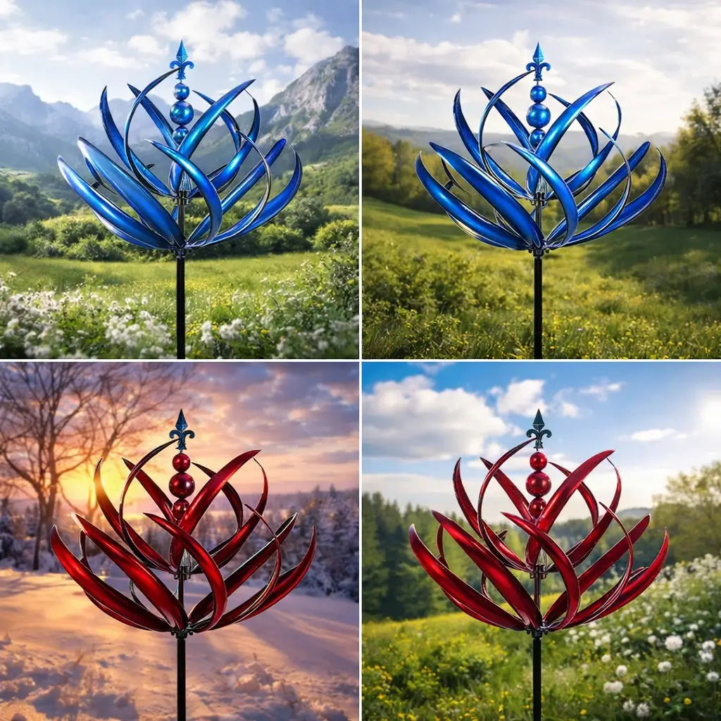 Metallener Lotus-Garten-Windspinner - rostbeständige Außendekoration für Garten und Hof