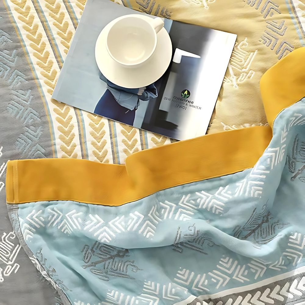 Plaid réversible en coton - Design Cozy Wheatfield Dreams