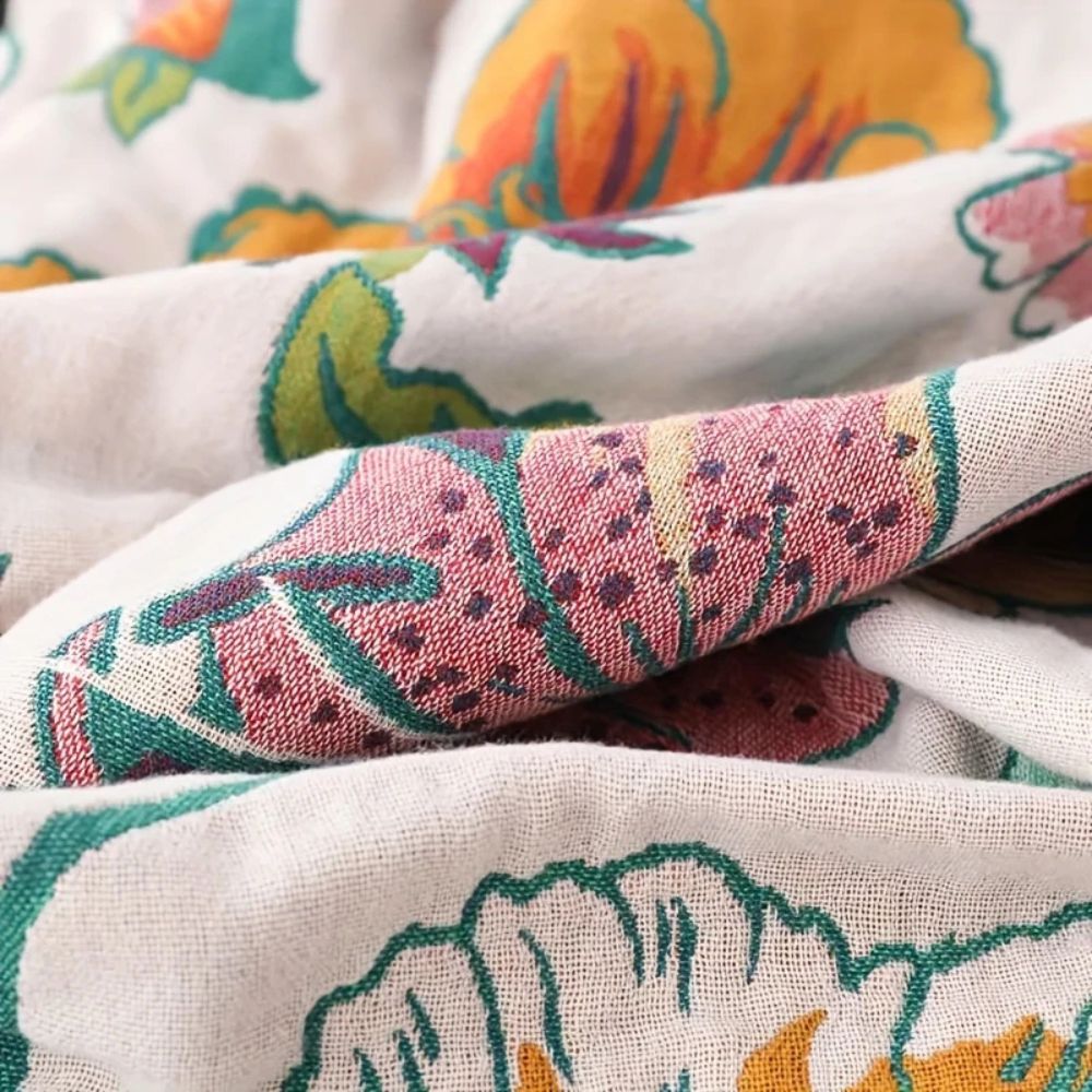 Plaid en coton doux Wildflower pour décoration intérieure chaleureuse