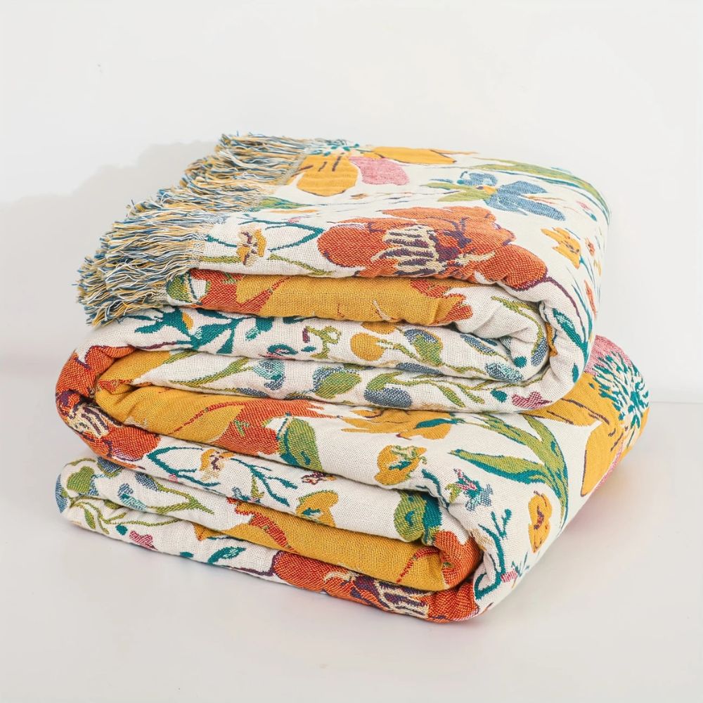 Plaid en coton Cozy Wildflower Garden pour la décoration intérieure