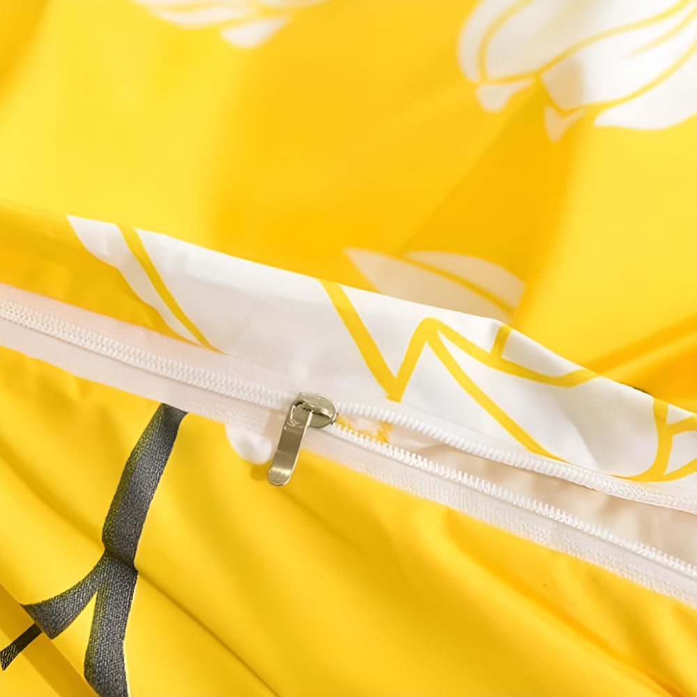 Ensemble de housse de couette Yellow Blossom - Ensemble de literie 3 pièces pour le confort
