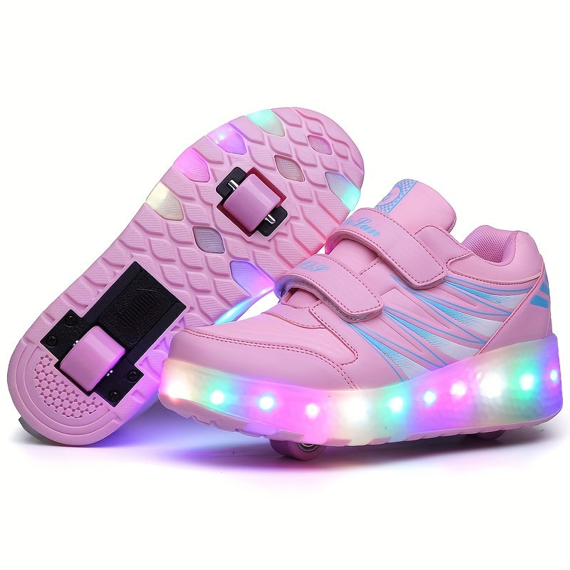 Kids' LED Roller Trainers with Removable Wheels, Sizes 26–35