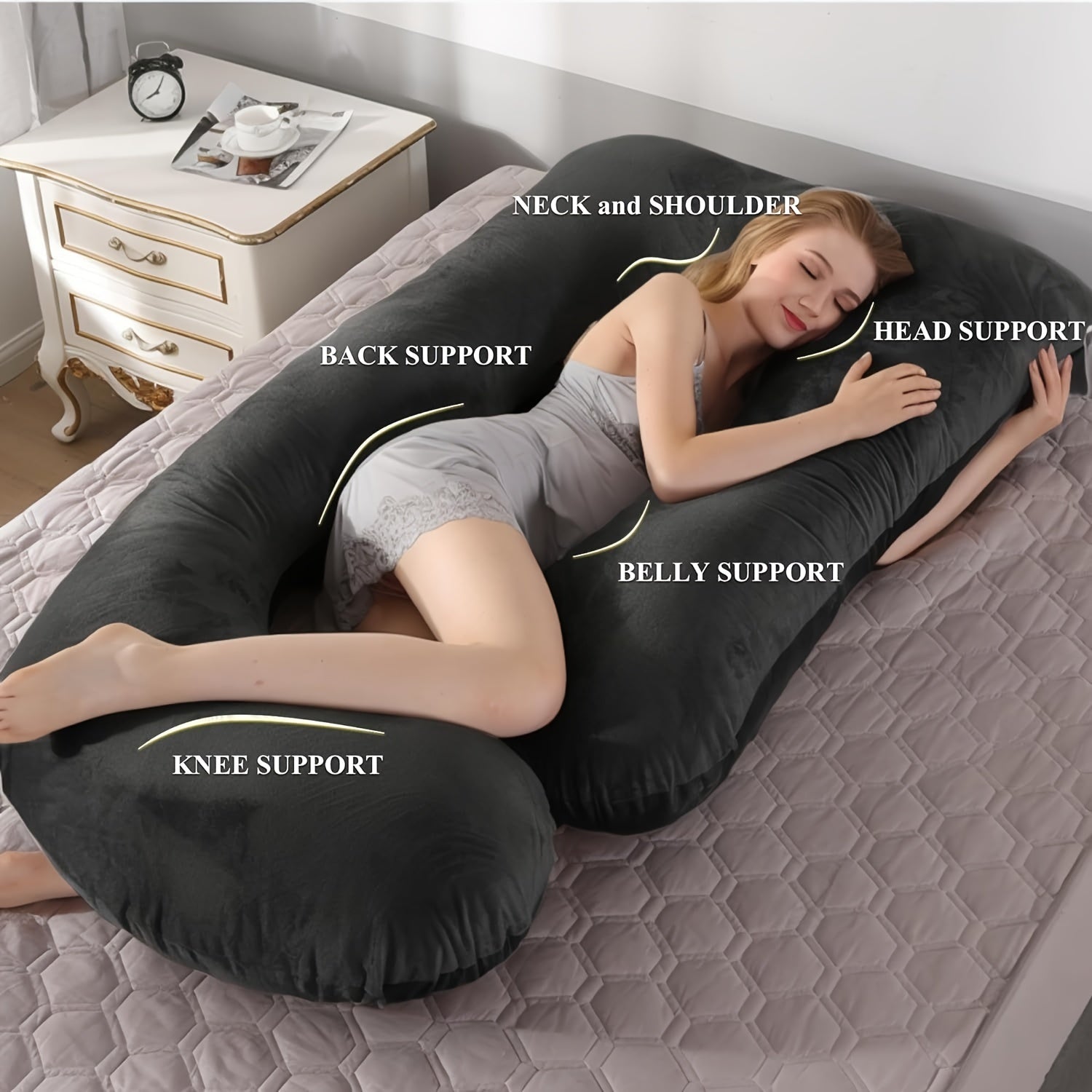 Oreiller de grossesse en forme de J pour dormir, oreiller de maternité corps entier