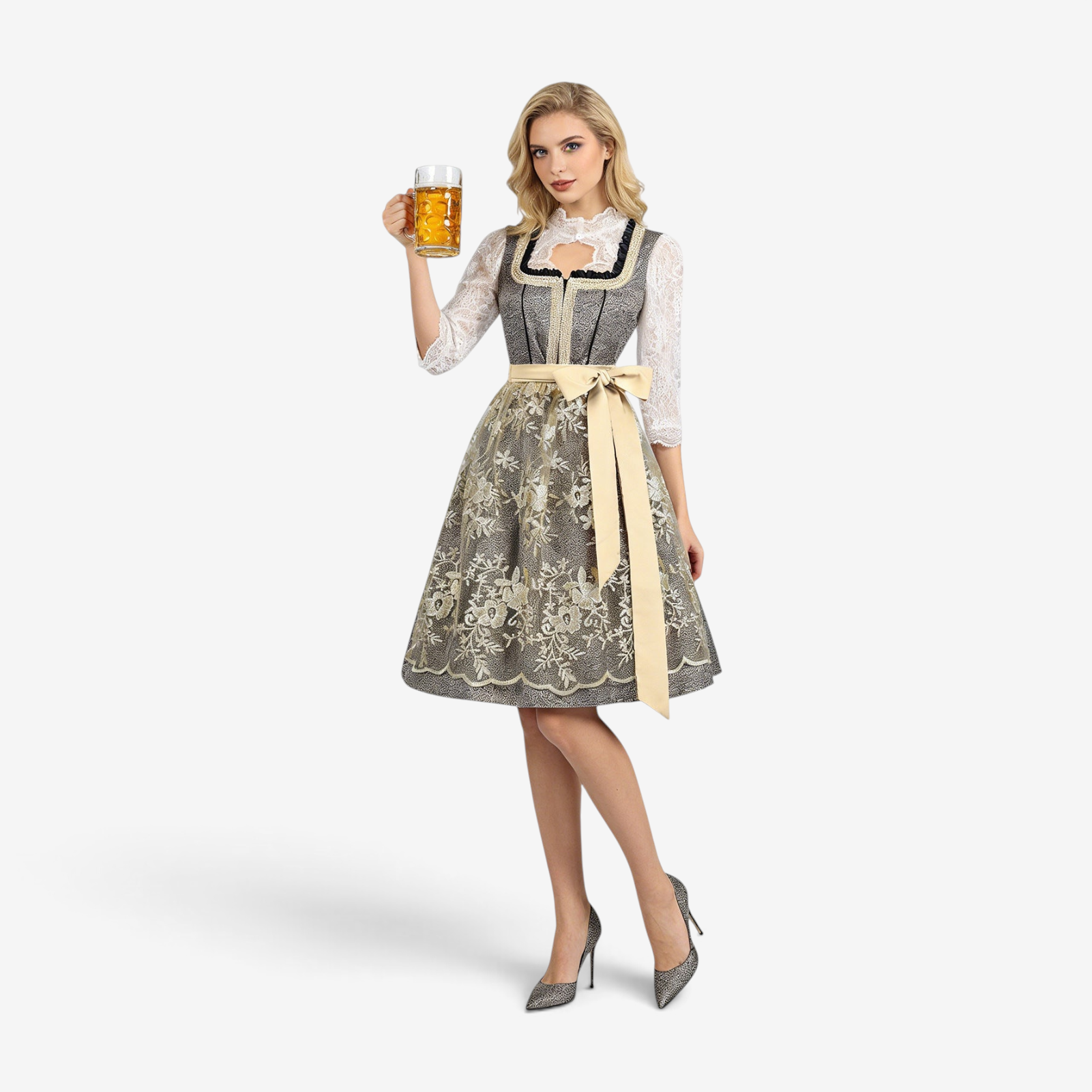 Oktoberfestkleid für Damen mit Rüschen und Besatz