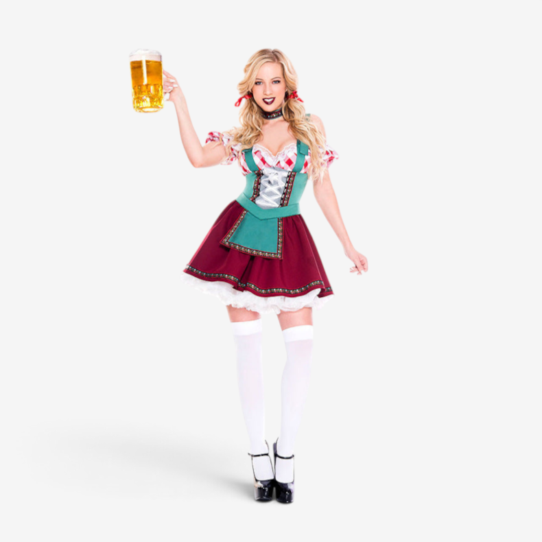 Oktoberfestkostüm für Damen mit Puffärmeln und Schürze