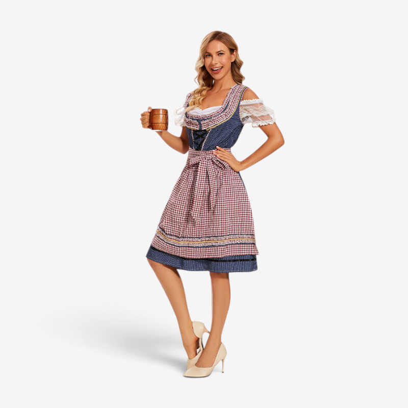 Traditionelles Kleid für Damen mit Spitzenärmeln und Korsettmieder
